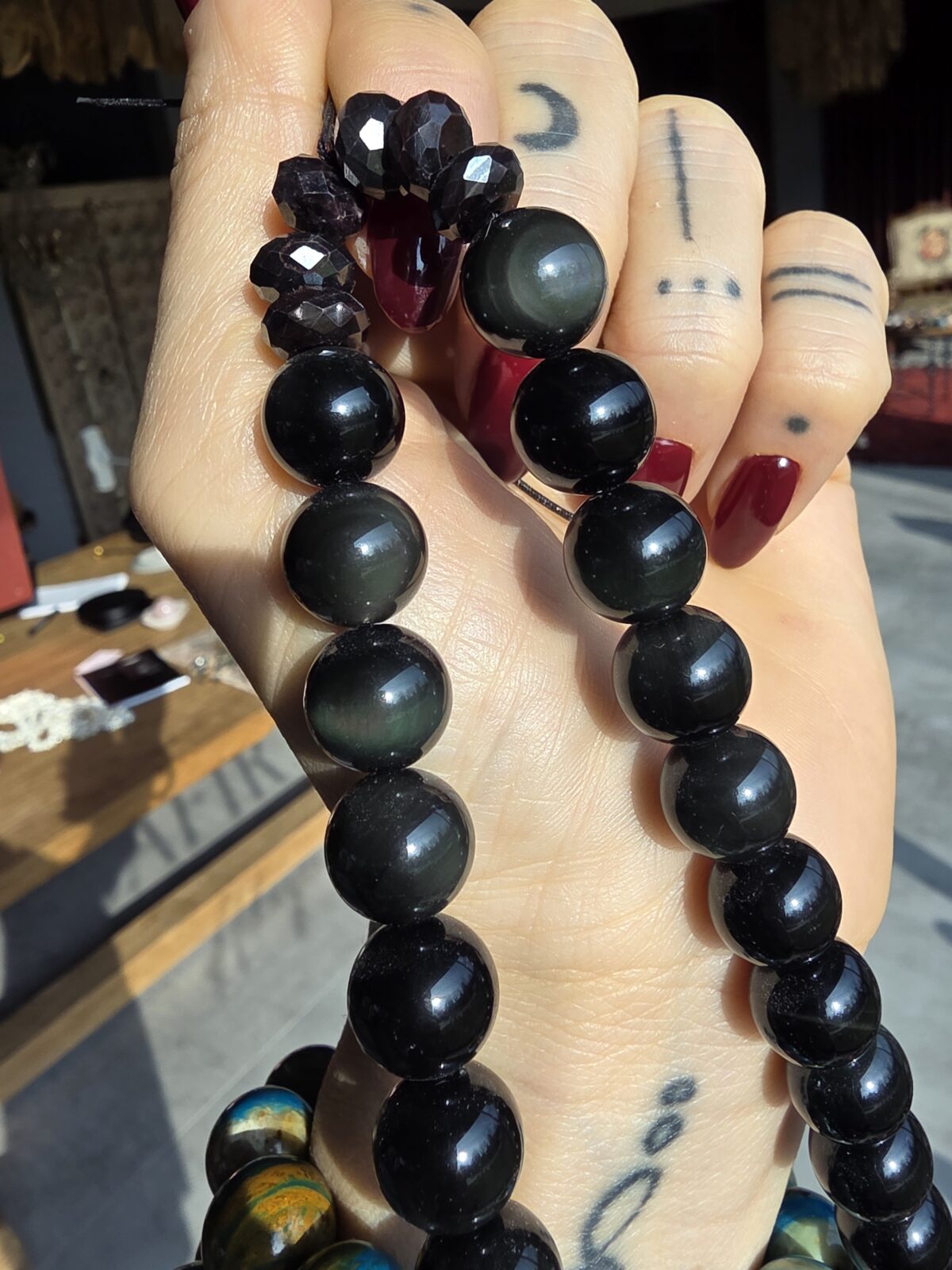 Gökkuşağı Obsidyen Sigulit Kolye - Görsel 2